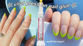 TESTING THE VIRAL 7 PRESS ON NAIL GLUE  The Beauty Vault [upl. by Atelokin]