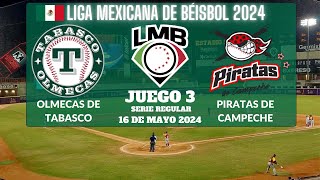 ⚾️Olmecas de Tabasco vs Piratas de Campeche⚾️Donde Verlo EN VIVOLiga Mexicana de Béisbol 2024 [upl. by Maier]