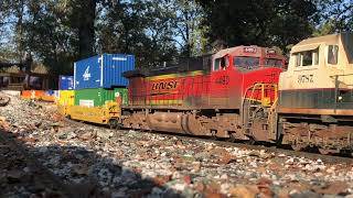 G Scale Freshly Loaded BNSF Intermodal Container Train Departs Oakdale [upl. by Nichola]