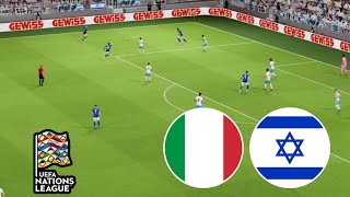 Italy vs Israel 41  UEFA Nations League 2024  Match Highlights  Video Game Simulation [upl. by Pliam152]