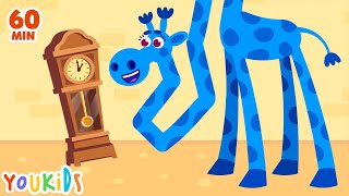 Hickory Dickory Dock Song with Elephant amp other Animals  Youkids Nursery Rhymes [upl. by Ruffina621]