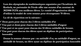 Partages inégaux Présélection départementale maths académie concours miss maths prince maths [upl. by Ettenil281]