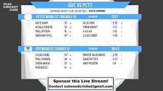 Outwood CC Sunday XI v Petts Wood CC Friendly XI [upl. by Varian]