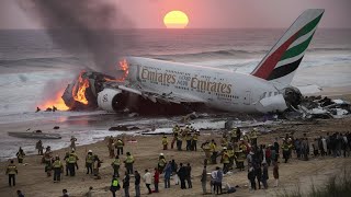 Emergency Landing Crash In Ocean  Catastrophic Crash at Sea Beach  Emirates A380 [upl. by Gelhar]