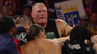 The Undertaker and Brock Lesnar clash before SummerSlam Raw July 20 2015 [upl. by Blatman]