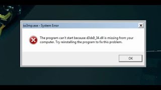 the program cant start because d3dx934dll is missing from your computer [upl. by Tterej]