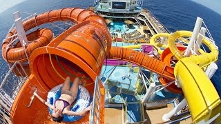 KaleidOSlide FULL POV Ride on Carnival Vista Cruise Ship WaterWorks Water Park at Sea First Tube [upl. by Aihsak]