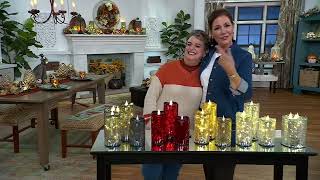 Set of 3 Illuminated Crackle Glass Candles by Valerie on QVC [upl. by Ahsok]