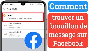 Comment trouver un brouillon de message sur Facebook Nouveau 2023 [upl. by Pantheas438]