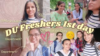 Freshers First Day Experience in Miranda House Delhi University😮 DU Orientation Vlog AnshikaJais [upl. by Angadresma]