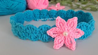 Easy DIY  How to crochet baby headband 36 months Step by step crochet [upl. by Hoffert]