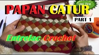 Crochet Entrelac Bag in a Round  Tutorial Merajut Motif Papan Catur PART 1 [upl. by Breger27]