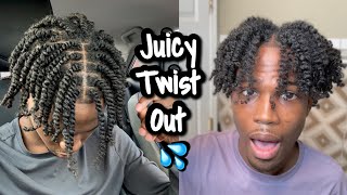 Taking Out Juicy Two Strand Twist After A Month  Mens Twist Out Tutorial [upl. by Ashla947]