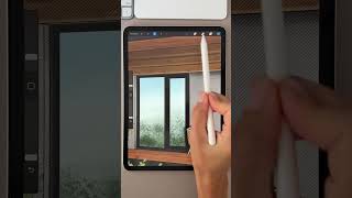 Final Touch Adding glass to complete the house Sketch on iPad Procreate app [upl. by Iain]