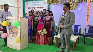 Me and my friend singing వందిత్వం భూదేవి song at our school in childrens day celebrations ❤️❤️ [upl. by Nanreh39]