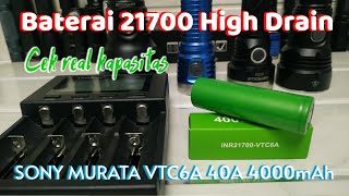 Review Baterai Othen Sony murata VTC6A 40A 21700 High drain [upl. by Ailhat870]