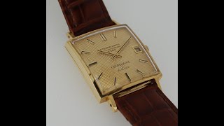 1974 EternaMatic 2000 Centenaire de Luxe 18k gold mens vintage square watch with box [upl. by Ahcmis]