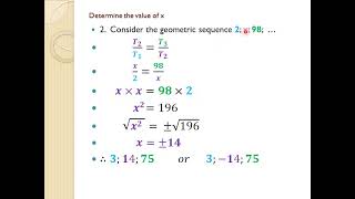 1 7 Sequence and series Geometric seq given with unknown variables [upl. by Oos]