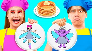 Pancake Art Challenge  Edible Battle by PaRaRa Challenge [upl. by Nnahgiel207]