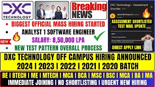 🔥 FINALLY DXC TECHNOLOGY OFFICIAL MASS HIRING ANNOUNCED  OFF CAMPUS DRIVE 2024  2023  2022 BATCH [upl. by Oicatsana]