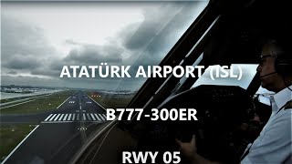 Cockpit View B777 Istanbul Crosswind Landing [upl. by Hamforrd]