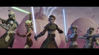 Star Wars The Clone Wars  Ahsoka Anakin amp Aayla vs Separatist droid army 1080p [upl. by Melborn849]