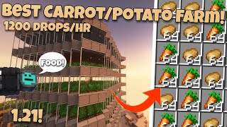 Minecraft 121 EASY BEST Automatic CarrotPotatoWheat Farm  1200 DropsHour  Java Edition [upl. by Dorisa]