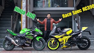 Ninja 400 VS Race Spec RC390  Power vs Agility🔥 [upl. by Murage]