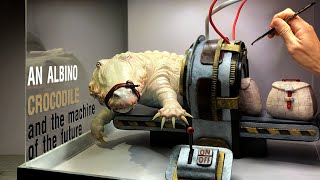 How to make an ALBINO CROCODILE and the machine of the future from Polymer clay Diorama Crocodile [upl. by Guarino]