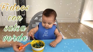 Fideos con salsa verde para bebés de 12 meses en adelante Fideos con salsa de espinaca [upl. by Natividad]