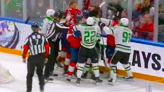 Mason Marchment Nate Schmidt Fight  Panthers vs Stars 2024 NHL Highlights Finland Global Series [upl. by Alleinnad303]