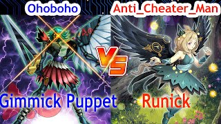 Gimmick Puppet Vs Runick White Forest  Ohoboho Vs AntiCheaterMan  High Rated  Dueling Book [upl. by Ynagoham709]