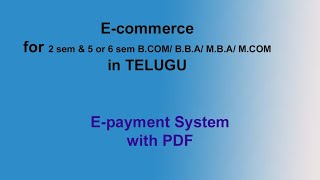 Epayment System in Ecommerce in Telugu [upl. by Duncan]