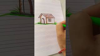 10 rupees ke sketch pen use karke bnai beautiful hut drawing [upl. by Ahsuoj301]