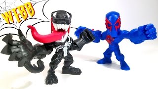 Marvel Super Hero Mashers Micro SPIDERMAN 2099 vs VENOM Action Figure Review [upl. by Innob]