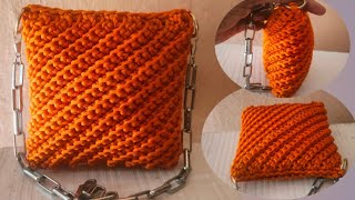 Cute Crochet Bag Purse Easy Pattern Tutorial Step by Step Absolutely Beginner in Hindi [upl. by Udela]