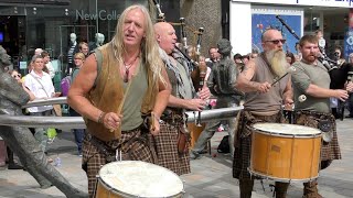 Wild men of Scottish street music Clanadonia playing Spanish Eyes in Perth City Centre Scotland [upl. by Ssidnak]