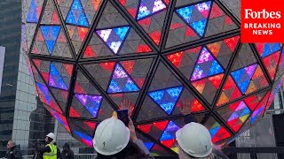 NYCs Times Square New Year’s Eve Ball Is Tested In Advance Of Tomorrows Celebration [upl. by Wylma]