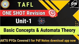 TAFL I UNIT1 I One Shot Revision I Basic Concepts and Automata Theory I AKTU [upl. by Yelahc852]