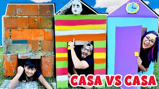 CASA vs CASA con CAJAS DE CARTON  Family Juega [upl. by Kilk]