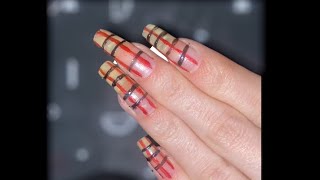 Negative space plaid nail art [upl. by Nilyac]