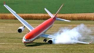 RC AIRLINER CRASH AIRBUS A330300 LTU GIGANTIC RC MODEL WITH TURBINE PROBLEM  Airliner Meeting 2015 [upl. by Akemej]