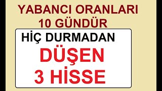 YABANCI ORANLARI 10 GÜNDÜR HİÇ DURMADAN DÜŞEN 3 HİSSE  BIST BORSA HİSSE PARA ŞİRKET KÂR COIN SHARE [upl. by Enajharas]