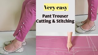 Very Easy Pant Trouser Cutting and StitchingPalazzo Pant Cutting and StitchingFor Beginners [upl. by Ennayllek]