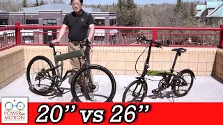 Comparison of 26quot vs 20quot inch Folding Bikes  Calgary  Tern  Montague  Dahon  Brompton  Alberta [upl. by Bekha]