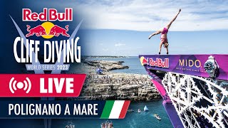 Diving off the Cliffs of Polignano a Mare Italy  Red Bull Cliff Diving World Series 2023 [upl. by Kalvn7]