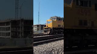 UP SD70M greeting the Big Boy at TampP station Fort Worth TX train railfan bigboy 4014 [upl. by Athenian]