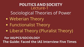 Sociology Theories Of Power Weberian Functionalist Pluralist Theory For UPSCIASSOCIOLOGY [upl. by Aloise]