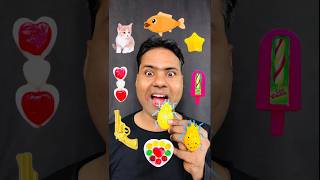 Eating Challenge ASMR Candy Gun Fish Gems eatingchallenge emojieatingchallenge emojieating asmr [upl. by Nylkaj711]