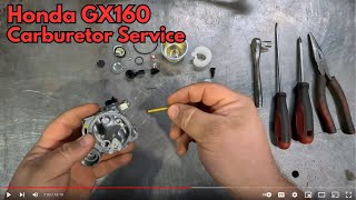 Honda GX160 Carburetor Service Same for GX120 GX200 GX270 GX340 amp GX390 [upl. by Azal83]